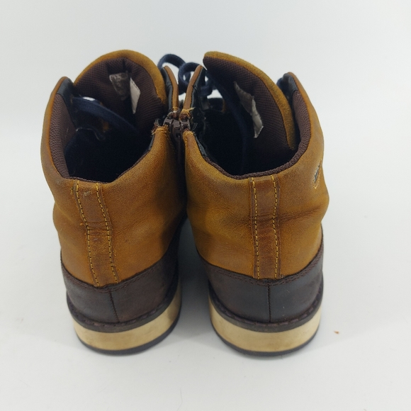 Clarks Boys Fleet Up Gore-Tex GTX Kids Cognac Leather Ankle Boots Size 3 Wide - Picture 6 of 8